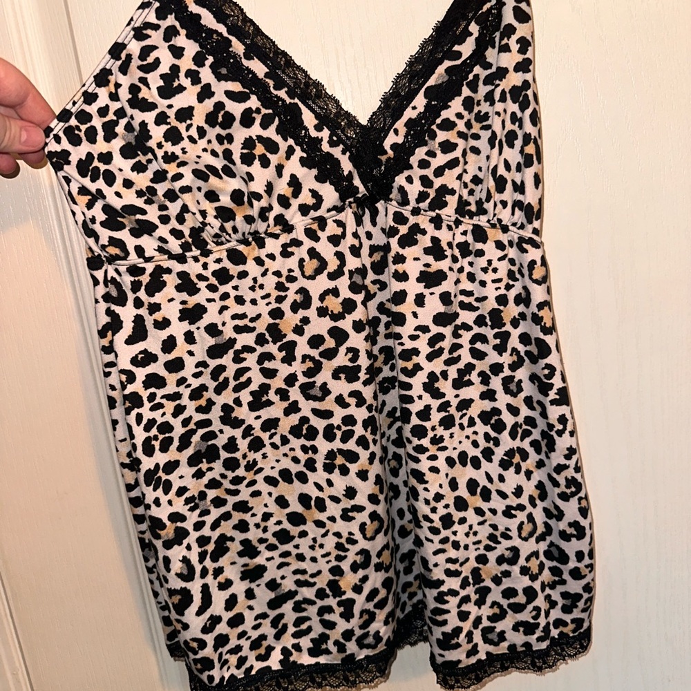 Leopard Print Lace Trim Camisole